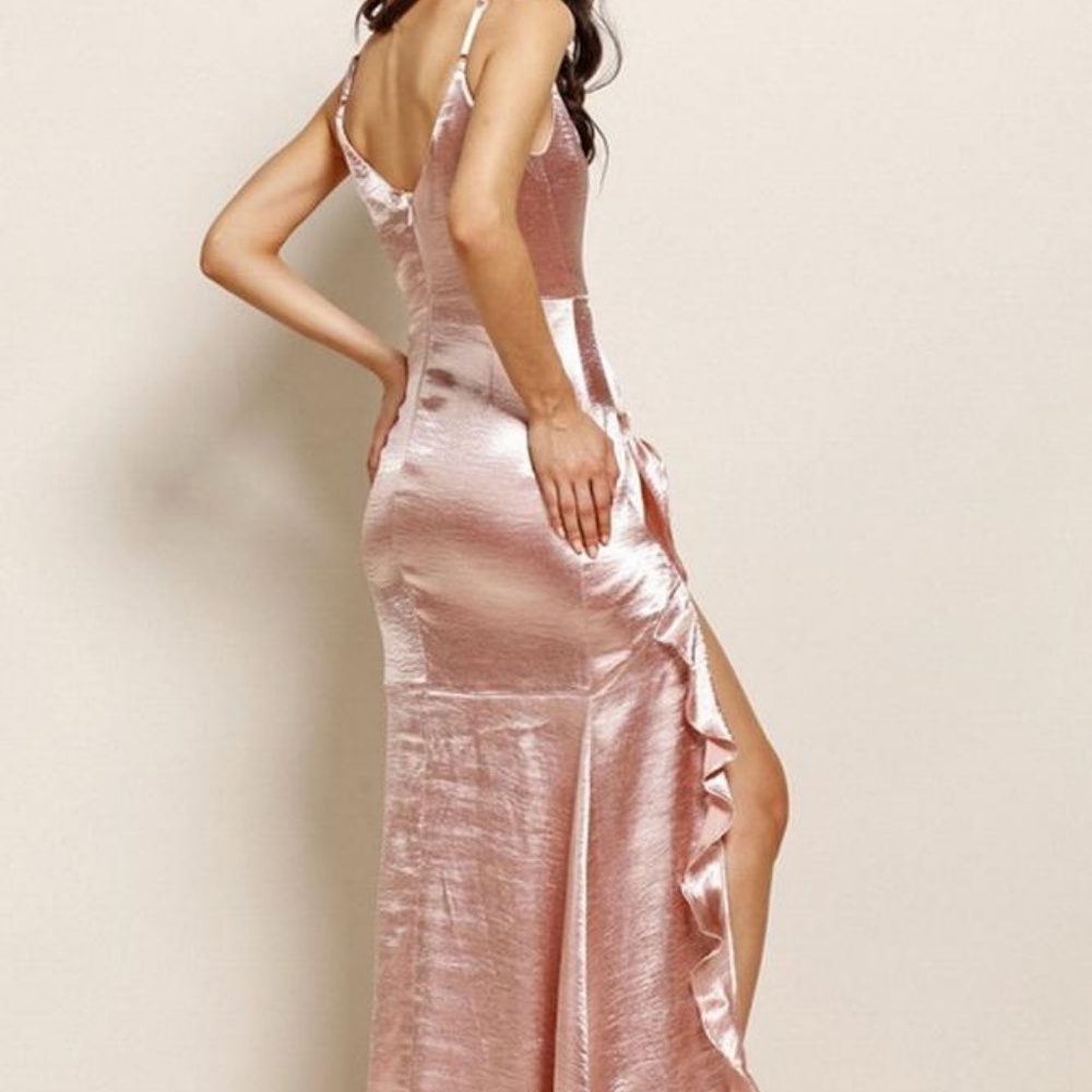 ROSE GOLD SILKY MAXI DRESS - Picture 3 of 3